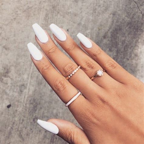 white coffin matte nails