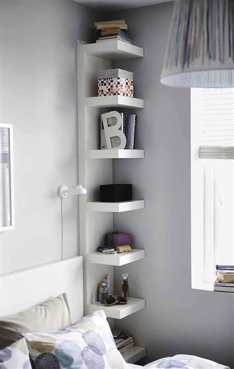 White Corner Shelf Unit For Bedroom