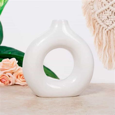 White Donut Ceramic Vase