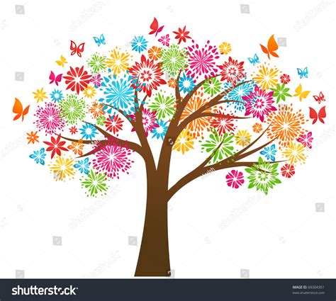 White Flower Tree Vector