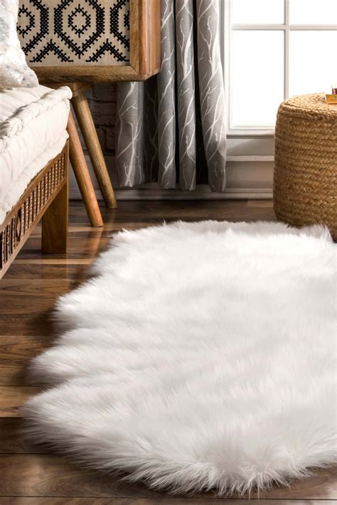 white fluffy rugs on sale