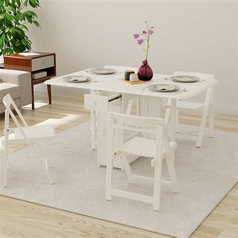White Folding Table With Chairs Inside