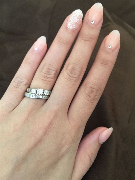 White Glitter Oval Nails
