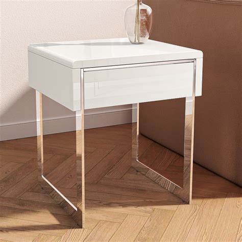 White Gloss Side Table Bedroom