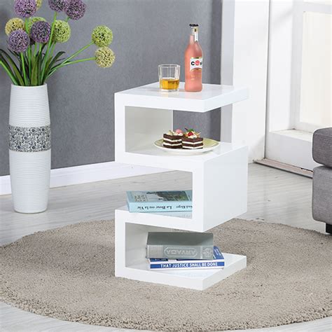 White Gloss Side Table Tall