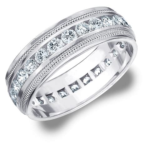 Eternity Wedding Bands 2 CTTW Diamond Men's Wedding Band in 14K White