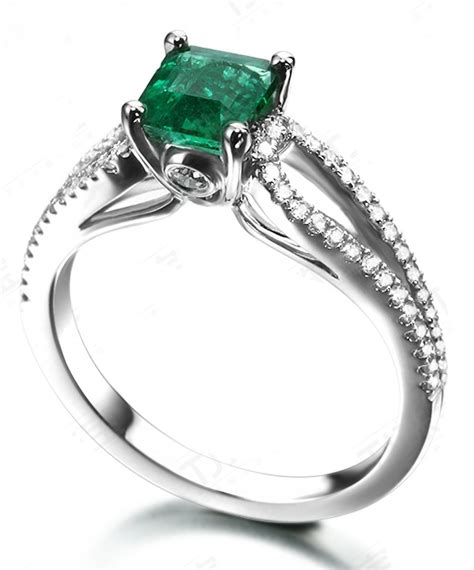 white gold emerald ring