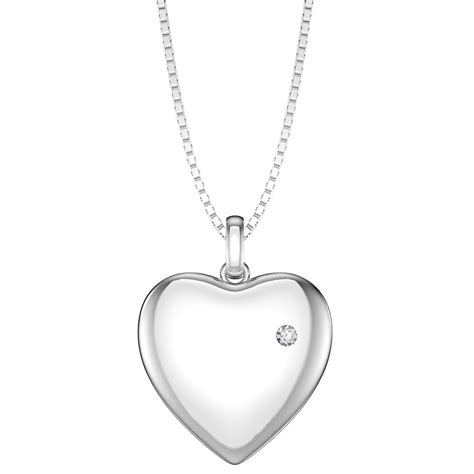 white gold heart locket pendant
