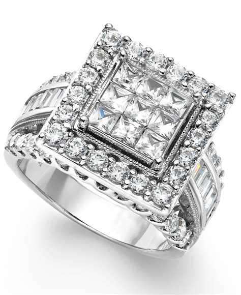 white gold square engagement rings