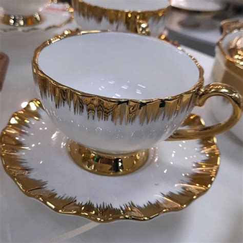 White Gold Tea Cups