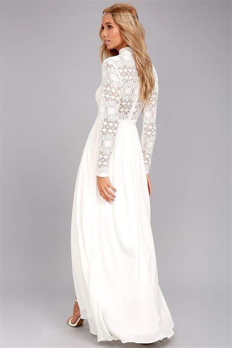 white high lace maxi dress