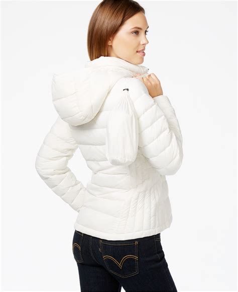 white hooded puffer jacket