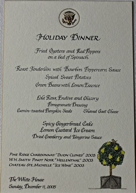 white house dinner menu today