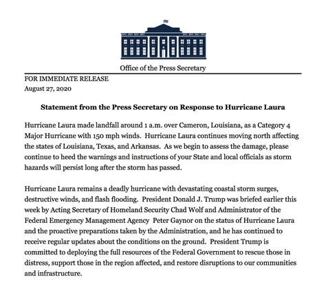 white house press statements