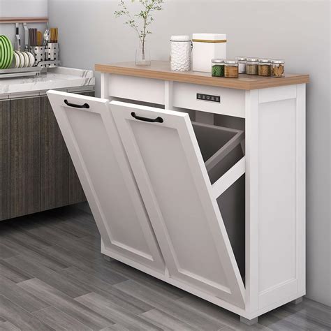 White Kitchen Garbage Cabinet