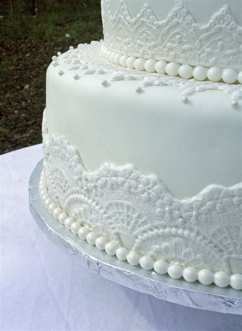 White Lace Wedding Cake