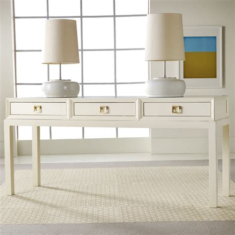 White Lacquer Console Table With Drawers