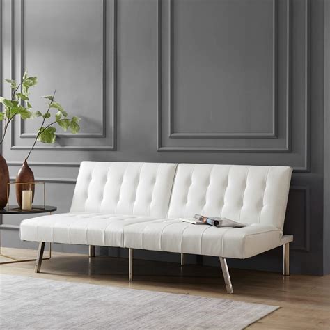 White Leather Futon Couch