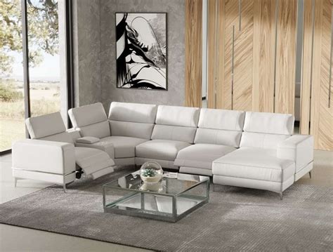White Leather Sleeper Sectional Sofa