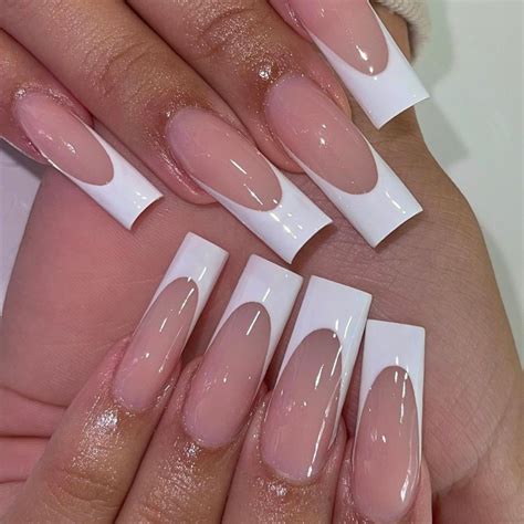 White Long French Nails