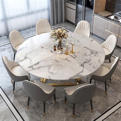 White Marble Dining Room Table Round