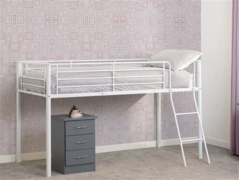 White Metal Mid Sleeper Bed Frame