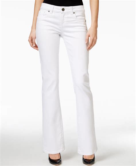 white mid rise bootcut jeans