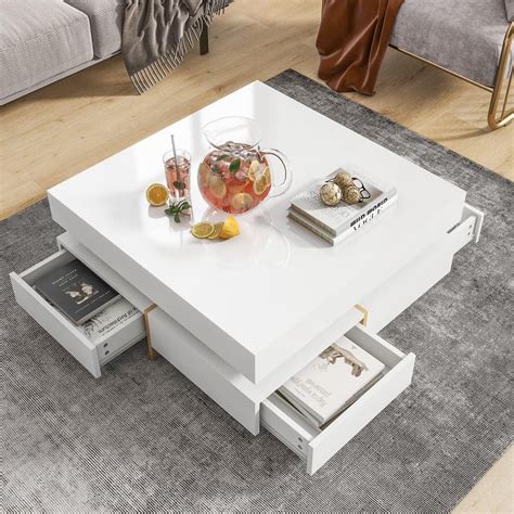 White Modern Square Coffee Table