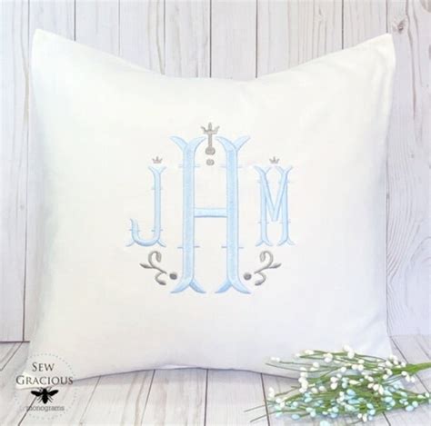 White Monogram Pillow