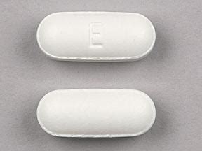 white oblong pill e