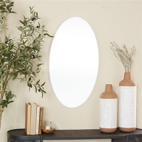 White Oval Wall Mirror Large