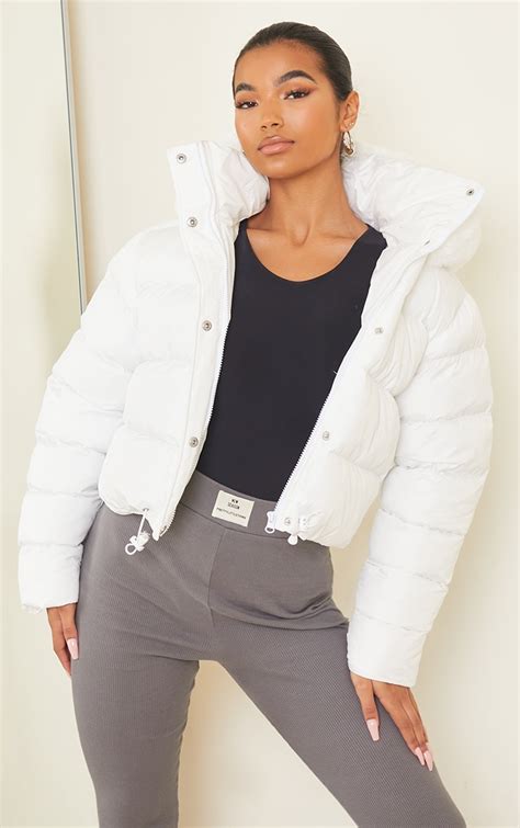 white puffer jacket with hood