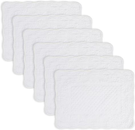 White Quilted Rectangular Placemats