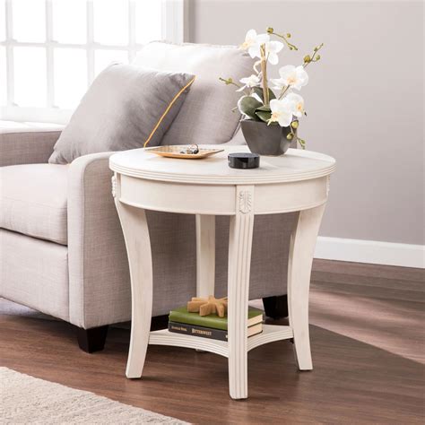 White Round Accent Table