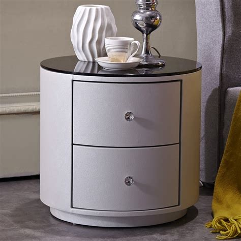 White Round Bedside Table B M