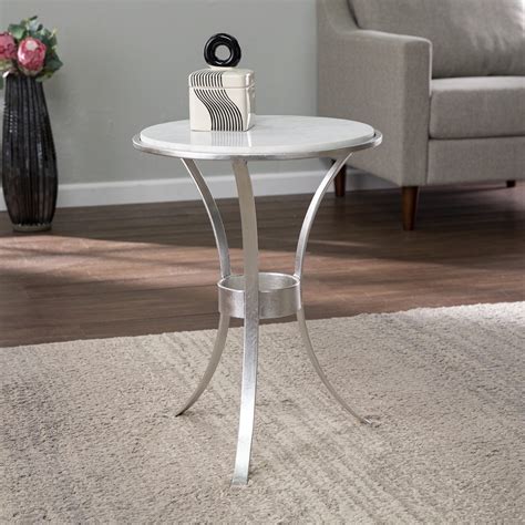 White Round Metal End Tables