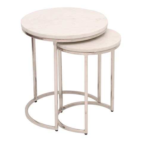 White Round Side Table Nest