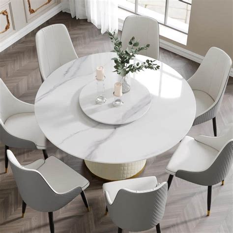 White Round Table For 6