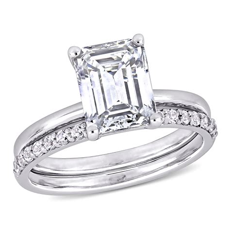 white sapphire emerald cut engagement rings