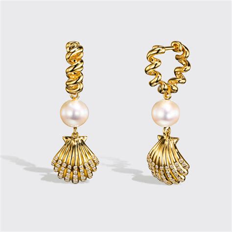 White Shell Diamond Earrings