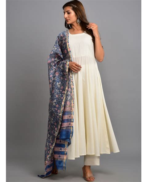 white silk kurta set for women