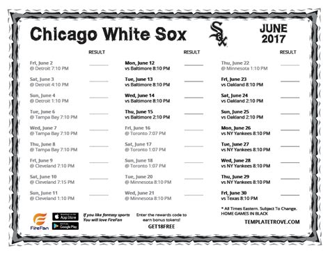white sox schedule 2017