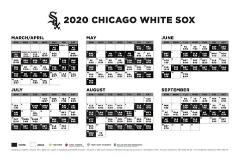 white sox schedule 2020