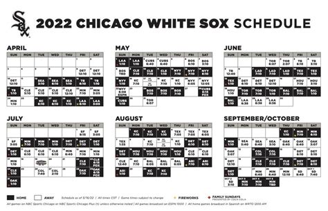 white sox schedule 2022