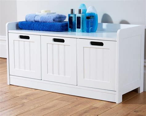 White Storage Bench Bathroom