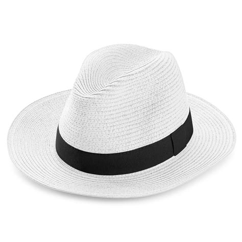 White Straw Fedora Hat