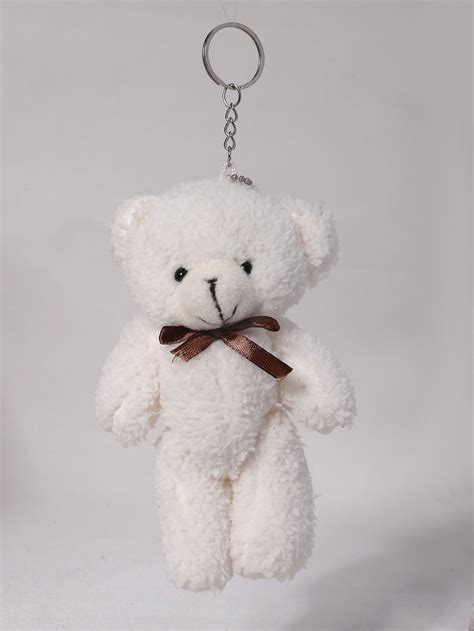 White Teddy Bear Keychain