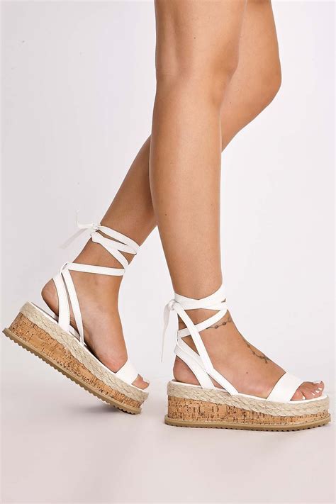 ftn.rocasa.us:white tie up espadrille platform sandals