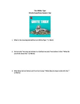 White Tiger Questions
