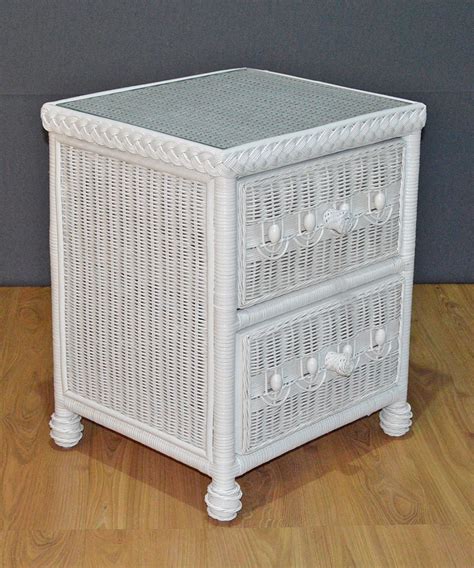 White Wicker Night Table